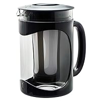 Burke Deluxe Cold Brew Iced Coffee Maker, Comfort Grip Handle, Durable Glass Carafe, Removable Mesh Filter, Perfect 6 Cup Size, Dishwasher Safe, 1.6 qt, Black
