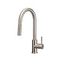 Dura Faucet RV Streamline Single Handle Pull-Down Kitchen Sink Faucet - Optional Deck Plate (Satin Nickel)