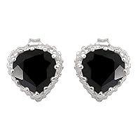 Multi Choice Your Gemstone Heart Shaped 925 Sterling Silver 7 MM Gorgeous Stud Earring