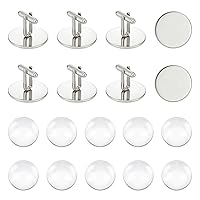 UNICRAFTALE 10 Sets 25mm Blank Dome Cufflinks Making Kit 304 Stainless Steel Cuff Button Round Cabochons Tray Bezel Cufflink Blanks for Apparel Accessories Clothes Buttons Making