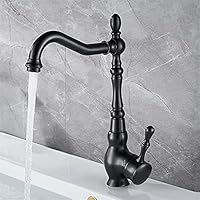 Kitchen Sink Tap for Bar Farmhouse Commercial, 360 Rotation Black Bronze Brass Antique Kitchen Faucet, Hot and Cold Mixer Crane, Bathroom Deck Mounted Basin Sink, Water Mixer Tap (