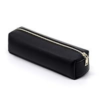 PU Pencil Pen Case Portable Stationery Bag Big Capacity Pencil Pouch Cosmetic Organizer Bag for Woman and Man - Black