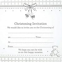 White Booties Christening Invitations - Pk 10