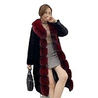 Women Haining Winter Marten Overcoats Mosaic Long Collar Mink Fur Coat Middle-Aged And Elderly People