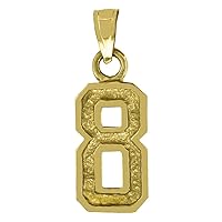 10k Gold Unisex 8 Eight Height 21.7mm X Width 8mm Sport game Number Charm Pendant Necklace Jewelry for Women