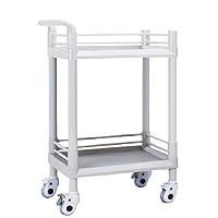 Recycling Vehicles,2-Shelf Medical Trolley with Wheels, Abs Beauty Salon Spa Instrument Tool Carts, White, Max Load 100Kg, 54 X 37 X 84 cm (Size : Cart),Collecting Vehicles,Cart
