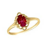 Girl 14K Yellow Gold Oval Shape Genuine Birthstone Ring (size 5 1/2)