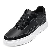 CHAMARIPA Men's Invisible Height Increasing Elevator Shoes Lace-Up Fashion Casual Comfortable Sneakers Genuine Leather Lifting Shoes That Make You 2.36/2.76 Inches Taller Handcrafted