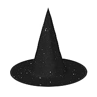 Mqgmzblack Glitter Print Enchantingly Halloween Witch Hat Cute Foldable Pointed Novelty Witch Hat Kids Adults