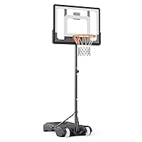 Basketball Hoop, 5-7 ft Adjustable Height Portable Backboard System, 32 inch Basketball Hoop & Goal, Kids & Adults Basketball Set with Wheels, Stand, and Fillable Base, for Outdoor/Indoor