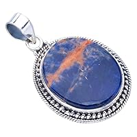 StarGems® Natural Sodalite Handmade 925 Sterling Silver Pendant 1.5