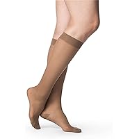 SIGVARIS Women’s Style Sheer 780 Closed Toe Calf-High Socks 15-20mmHg - Cafe - Small Long