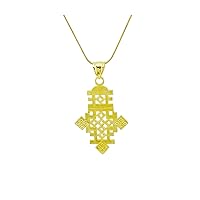 Ethiopian Cross Pendant Necklace Chain 18k Gold Filled Plated Ethiopia Item Jewelry Africa