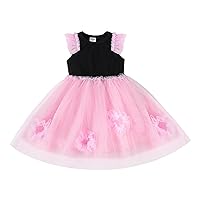 PATPAT Toddler Girls Dresses Girls Mesh Pink Princess Party Dress