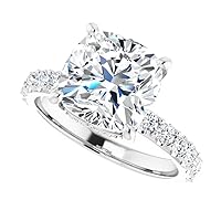 JEWELERYIUM 4 CT Cushion Cut Colorless Moissanite Engagement Ring, Wedding/Bridal Ring Set, Halo Style, Solid Sterling Silver, Anniversary Bridal Jewelry