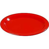 Carlisle FoodService Products Dallas Ware Reusable Plastic Plate with Rim for Buffets, Home, and Restaurants, Melamine, 9 Inches, Red, (Pack of 48)