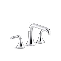 Kohler T27417-4-CP Tone Deck-Mount Bath Faucet Set, Bathtub Faucet with Two Lever Handles, Polished Chrome