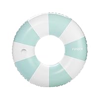 FUNBOY Giant Vintage Light Baby Blue Stripe 48'' Tube Float with Integrated Cup Holder, Perfect for a Summer Pool Party, Large
