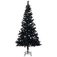vidaXL 4 ft Artificial Christmas Tree - Black - PVC Material - Indoor and Outdoor Use - Economical and Eco-Friendly - 230 Lifelike Tips with Stable Steel Stand