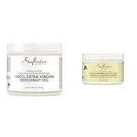SheaMoisture Body Moisturizer For Dry Skin 100% Extra Virgin Coconut Oil Nourishing Hydration Soften And Restore Skin And Hair 14.5 oz & Jamaican Black Castor Oil Leave In Conditioner