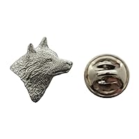 Wolf Head Facing Right Mini Pin ~ Antiqued Pewter ~ Miniature Lapel Pin - Antiqued Pewter