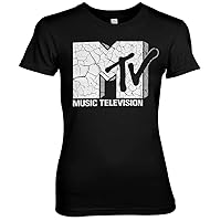 MTV Officially Licensed Cracked Logo Women T-Shirt (Black)
