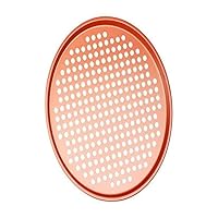NutriChef 12.8 Inch Nonstick Pizza Tray for Oven - Carbon Steel Pizza Baking Pan with Perforated Holes - Premium Bakeware for Fresh & Frozen Pizza, Dishwasher Safe - Copper