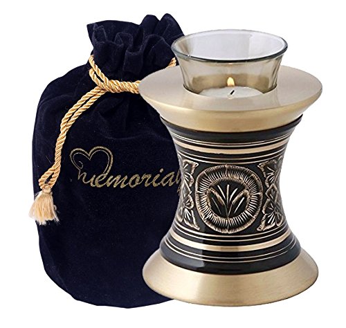MEMORIALS 4U Memorials4u Majestic Golden Aura Tealight Urn - Black & Gold Tea Light Urn for Ashes - Candle Urn - NOT Intended for Full Cremation Ash Quantity