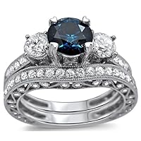 Bestselling Antique Sapphire and Diamond Designer Wedding Ring Set