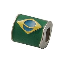Sterling Silver Brazil Enamel Flag Compatible Pandora Compatible Bead/Charm