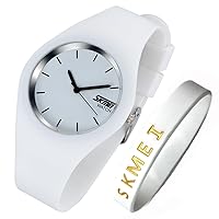 Women's Wristwatch, Stylish, Sports, Silicone, Cute, Students, Simple, Wristwatch, Waterproof, Casual, Analog, Brand, Gift, High School Students, Black Watch for Women, L9068 White