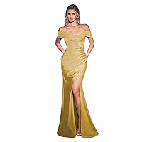 Off The Shoulder Satin Evening Gowns Mermaid Strapless Prom Dresses Long for Women Wedding Gown