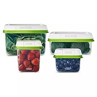 Rubbermaid FreshWorks Produce Saver, Medium and Large Storage Containers, With Lids, 8-Piece Set