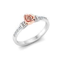 Rose Ring Diamond Ring In 14k Solid Gold Ring For Women And Girls Diamond Size 1.5 MM Diamond Weight 0.11704 CTW Diamond Piece 8 Gold Weight 3.456 GM