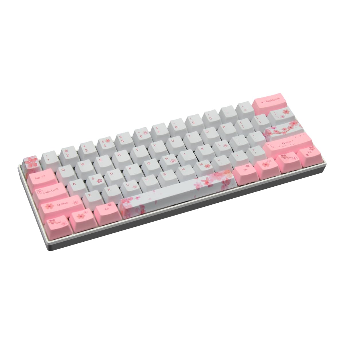 ZMX Mechanical Keyboard Pink Cherry Blossom 61 Keys,Hot Swappable 60％Compact Mechanical 5.0Bluetooth/Type-C Wired Dual-Mode RGB Backlit Dye-Sublimation PBT Keycap Gaming Keyboard(Blue Switch, Pink)