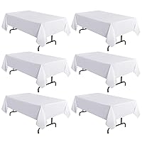 sancua 6 Pack White Tablecloth 60 x 120 Inch, Rectangle Table Cloth for 8 Feet Table - Stain and Wrinkle Resistant Washable Polyester Table Cover for Dining Table, Buffet Parties and Camping