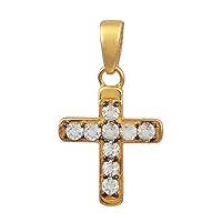 Multi Choice Round Shape Gemstone 925 Sterling Silver Yellow Gold Plated Christian Cross Cluster Pendant