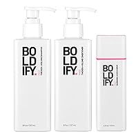 Serum + Shampoo + Conditioner: Boldify Hair Health Bundle: Biotin for Hair Retention, Fullness, Nourishment, Detangling, Plumping Blow-Out Treatment - For Men & Women
