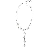 Womens Bridal Special Occasion Butterfly Delicate Lariat Necklace, Crystal/Rhodium 3, One Size