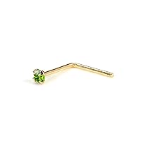 jewellerybox 9ct Yellow Gold L-Shaped 1.5mm Round CZ Crystal Nose Stud Pin
