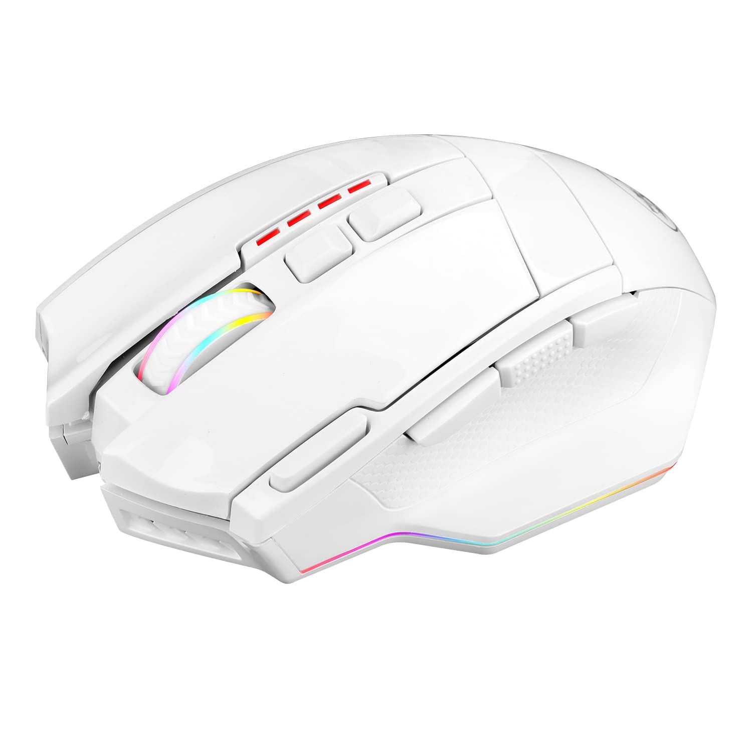 Redragon M801 Gaming Mouse LED RGB Backlit MMO 9 Programmable Buttons Mouse with Macro Recording Side Buttons Rapid Fire Button 16000 DPI for Windows PC Gamer (Wireless, White)