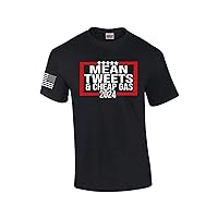 Mean Tweets & Cheap Gas 2024 Stars Political Campaign Mens Short Sleeve T-Shirt Graphic Tee