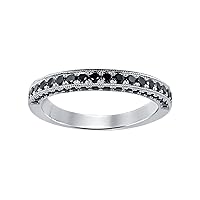 Round Cut Black Dia 14K White Gold Plated Infinity Engagement Wedding Band Ring For Women's