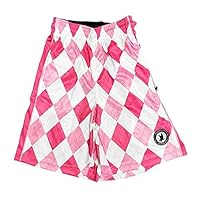 Flow Society New Pink Argyle Boys Lacrosse Shorts | Boys LAX Shorts | Lacrosse Shorts for Boys | Kids Athletic Shorts