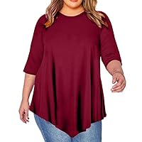 Re Tech UK - Women's tunic with 3/4 sleeves - V-shaped hem - crew neck - loose cut