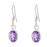 extensive 925 sterling silver earring amethyst silver earring purple earring oval earring bezel setting earring amethyst earring handamde jewelry for womens