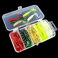 50PCS Soft Lure Fishing Bait with Box Capuchin Maggots Grub Worm Swing Rolling Tail Swimbaits Life Like Silicone 5cm P40 - (Color: as Shown)
