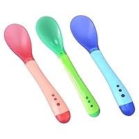 Silicone Baby Spoons Infant Tiny Heat Resistant Feeding Spoon Color Changing Utensils 3PCS, Silicone Baby Spoons