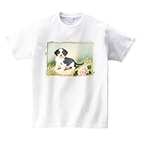 Unisex Vintage Puppy Eight Graphic Print Cotton Short Sleeve T-Shirt, Multiple Colors and Sizes (Small, White)