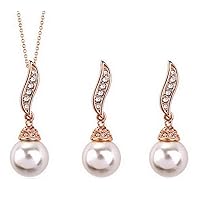 Crafting with Love A 24K Gold Plated Elegant Austrian Crystal Pearl Drop Pendant Set for Daily USE.